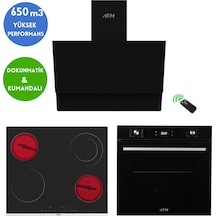 Afm Tech Ve Ferre Mech Vitroseramik Elektrikli Siyah MS263 + FM3400 + FM7700 Ankastre Set