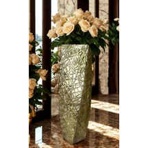 Msl-217 Dekoratif Vazo 90x32x33x21 Cm Büyük Boy Modern Şık Salon Vazo Altın