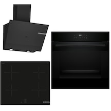 Bosch 649 HJG852YB0T - PUG61KAA5E - DWK67PJ60T İndüksiyon Ocaklı Siyah 3'Lü Ankastre Set