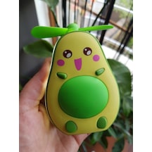 Sevimli Avokado Tasarımlı Led Işıklı Usb Kablolu Mini Fan I Masa Üstü Ve Boyun İpli Vantilatör