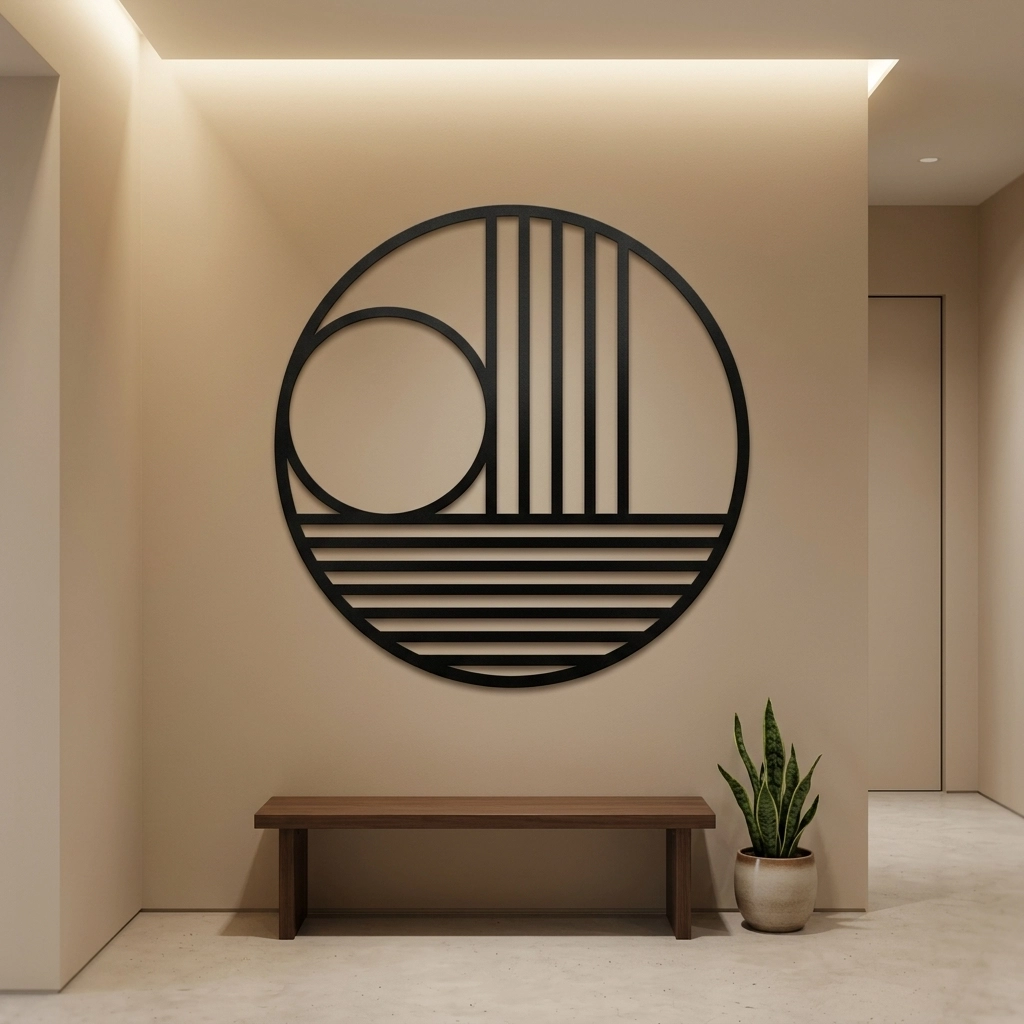 Minimalist Geometrik Daire Tasarımı Duvar Dekoru Siyah