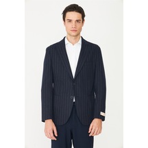 Lacivert Çizgili Spor Blazer Ceket Laci
