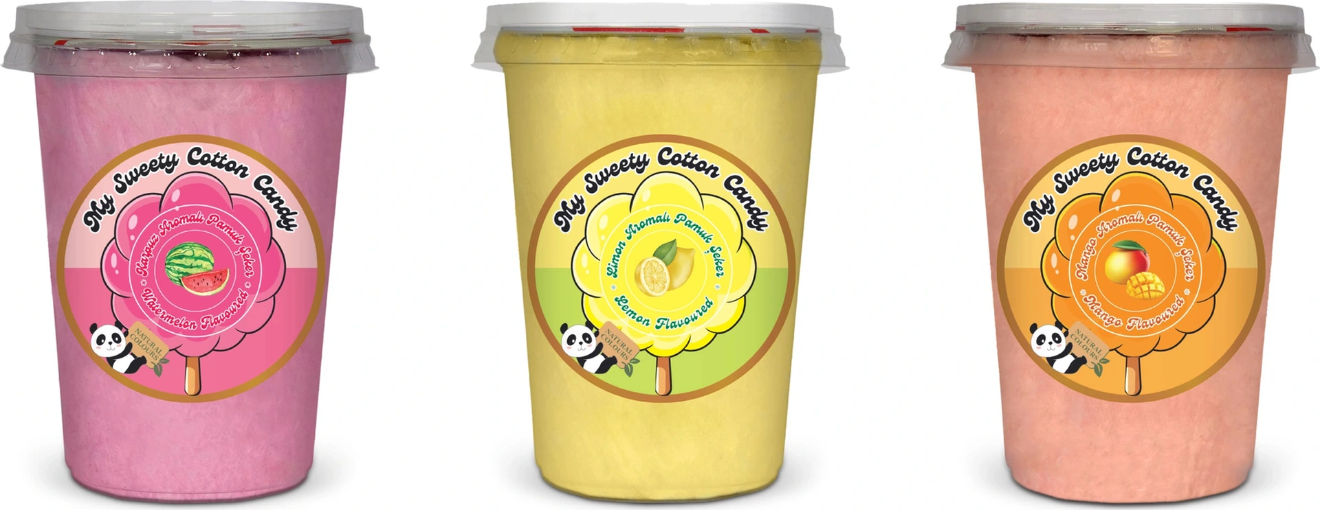 Karpuz, Limon, Mango Aromalı 3'lü Gurme Pamuk Şekerler