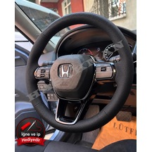 Honda Civic Fe Dikme Direksiyon Kılıfı Premium Komple Delikli Deri Siyah Dikiş 2021-2026