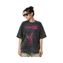 Sevbano Gorillaz Rock Metal Müzik Grubu Ön Baskılı Unisex Oversize Eskitm Siyah