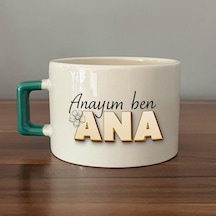 Anayım Ben Ana Baskılı Yeşil Kulplu C Fincan