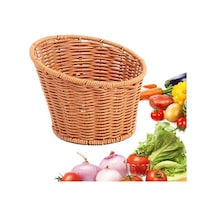 Trendooze Dokuma Yuvarlak Sepet, Kahverengi, 13.5x10.5x8cm, Pratik Baskı Kahverengi