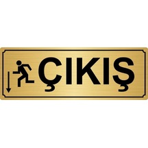 Altın Renk Metal Çıkış Aşağı Yönlendirme Levhası 7cmx20cm