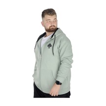 Mode Xl Erkek Sweat Kapşonlu Fermuarlı 22539 Su Yeşili 001
