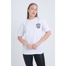 Kadın Oversize Baskılı T-shirt Beyaz Everything To Gain Beyaz