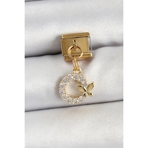 Mey İthalat 316l Çelik Sallantılı Zirkon Taşlı Kelebek Detaylı Halka Model Gold Renk Nomination Charm - Özel Seri Meyeb684133c53834c2990d00d0d7 Altın