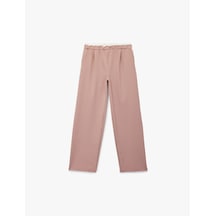 Koton Beli Lastikli Yüksek Bel Basic Geniş Paça Pantolon Pembe 6wkg40025aw Gül