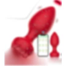 Zaga Oyun Telefon Kontrollü Full Covered Rubber Rose Anal Plug Kırmızı