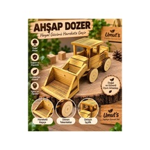 Ahşap Doğal El Yapımı Dozer Kepçe - Hareketli