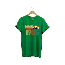 Retro Vintage 1985 Doğa Temalı Renkli Baskılı %100 Pamuk Unisex Regular Fit T-shirt Yeşil