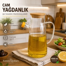 Kasımoğulları Concept Cam Yağdanlık Bambu Kapaklı 900 Ml