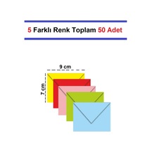 Kartvizit Zarfı Karışık 5 Farklı Renkli 80 Gr 7 X 9 Cm 50'li