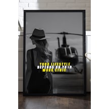 Motivasyon Yazı Siyah Ahşap Çerçeveli Poster, Dekoratif Hediyelik Duvar Tablosu