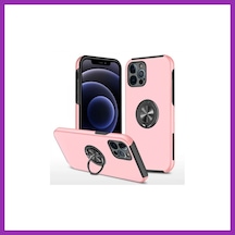 Bezos İphone 12 Pro Uyumlu Kılıf Elit Yüzüklü Kapak - Pembe Bty