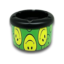 Smiley Desen Metal Mini Sigara Küllüğü Yeşil 8cm
