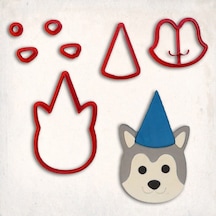 Doğum Günü Köpek-3 Detay Kurabiye Kalıp Seti 7 Parça KIrmızı