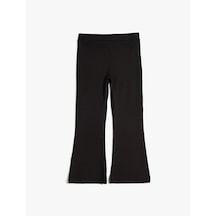 Koton Basic İspanyol Paça Pantolon Beli Lastikli Siyah 5wkg40185ak Siyah