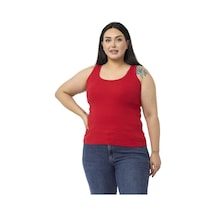 Disentis Büyük Beden Askılı Fitilli Kaşkorse Kırmızı Body-kırmızı Kırmızı