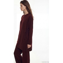 Lcw Modest Bordo Bisiklet Yaka Kadın Triko Tunik