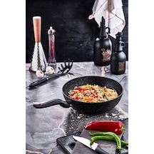 Olika Siyah Inci Granit 28 Cm Wok Tava Tek