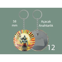 58 Mm Buton Açacaklı Anahtarlık Yuvarlak Baskılı Anahtarlık Lord Şiva Çok Renkli