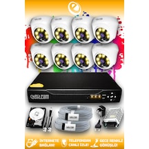 Elitcam 8 Kameralı Dome 8 İç Kamera Set 100 GB HDD Full HD Renkli Gece Görüşlü Güvenlik Kamerası Sistemi