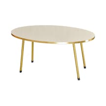 Orta Sehpa Krem Elips Metal Ayak Gold