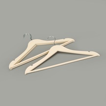 Living Ahşap Görünümlü 3'lü Plastik Askı - Krem - 43x23 Cm Çok Renkli