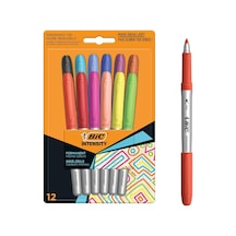 Intensity Marking Colour Permanent Kalıcı Markör, 12'li Blister, 12 Canlı Renk, Kapağı 1 Ay Açık Kalsa Da Kurumayan Mürekkep Çok Renkli