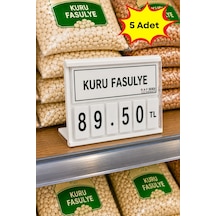 5 Adet - Fiyat Kasetlik Manav Kasap Şarküteri Etiketi Rakamlı Fiyatlık Ayaklı Küçük Boy 77x62 Mm Beyaz