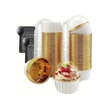 Maoyaya Altın Kırmızı Doğum Günü Pastası Kağıt Bardakları Yağ Geçirmez Yüksek Isıya Dayanıklı Muffin Tatlı Bardakları Düğün Tatlı Masası Gül Altın 50 Adet