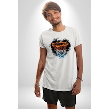 Basketbol Potası Bulutlu Siyah Unisex Unisex Beyaz Organik Baskılı T-shirt Penye Yüksek Kalite Beyaz