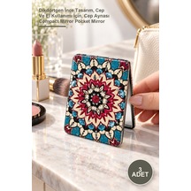 3 Adet Taşlı El Aynası Dikdörtgen İnce Tasarım, Cep Ve El Kullanımı İçin, Cep Aynası Compact Mirror Pocket Mirror Genel
