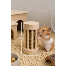 Doğal Ahşap Orta Boy Saman Ot Silindiri -hamster, Ginepig Ve Tavşan Yemliği