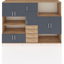 Hyperion Dolap 10 Raflı 4 Çekmeceli 8 Kapaklı 220x44x163 Çam-antr Çam-antrasit/çam