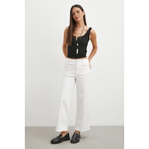 Never More Yüksek Bel Culotte Jean Beyaz