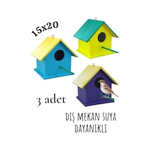 Ncy Ahşap Kuş Yuvası Kuş Evi Dış Mekan Suya Dayanıklı 3 Adet 15 x 15 x 20 CM