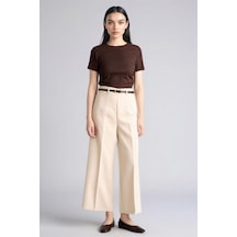Defacto Culotte Yüksek Bel Düz Paça Pantolon E7242ax26sper223 Ekru-er223