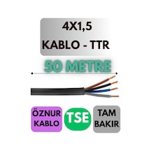 Öznur 4x1,5 Ttr Kablo Metre Seçenekli Siyah - 50 Metre