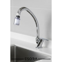 Krom Mermerden Tek Su Girişli Kireç Önleyici Filtreli Musluk Başlığı Lavabo Bataryası