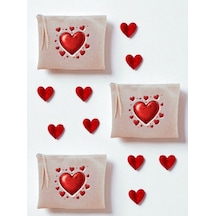Kalp Ve Kalpler Baskılı 3'lü Makyaj Çantası 20x25 Cm - Kadın Doğum Günü Hediyesi Kadın Hediye Ürün