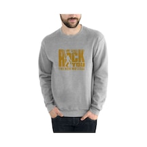 Queen We Will Rock You Baskılı Gri Erkek Örme Sweatshirt