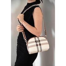 Silver Polo Sp765 Kadın Çapraz Çanta Ekose Krem-taba
