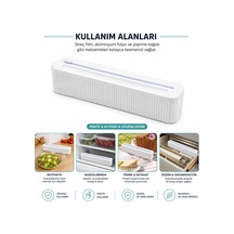 Plastik Folyo - Streçlik Film Kesici 35cm Pratik Kesme Aparatlı Manyetik Sabitleme Bx40 Ahşap - Şeffaf