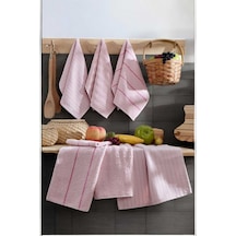 6 Lı Luna Naturel Mutfak Havlu Seti %100 Pamuklu 30x50 Cm Pudra Beyaz